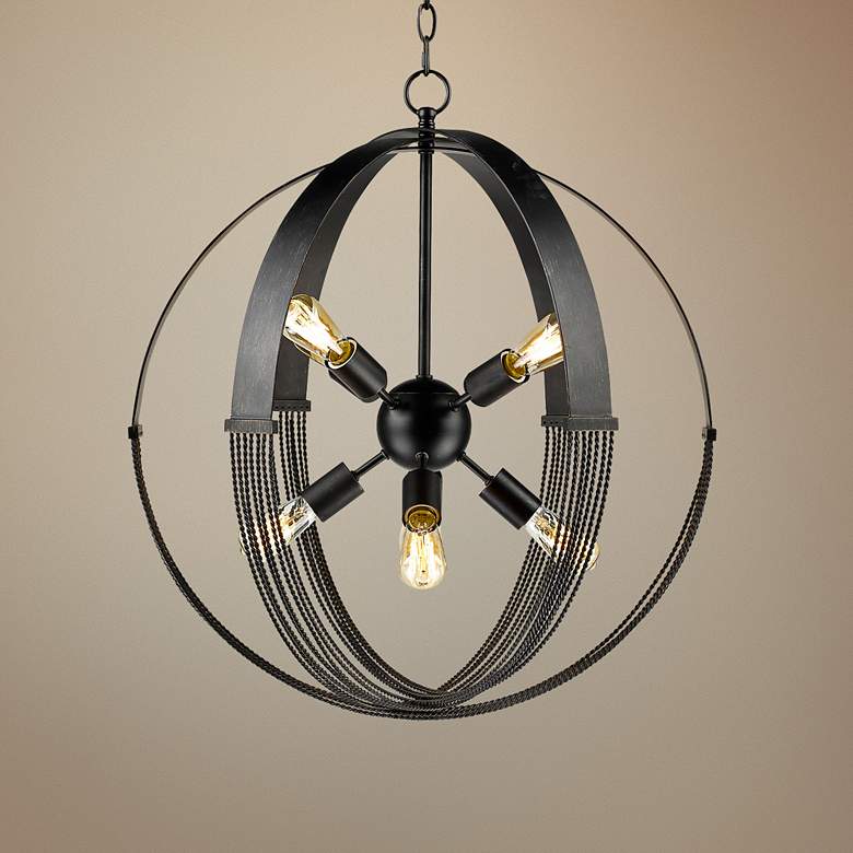Image 1 Carter 24" Wide Aged Bronze 8-Light Pendant