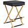 Carter 25" High Black Faux Leather and Gold Counter Stool