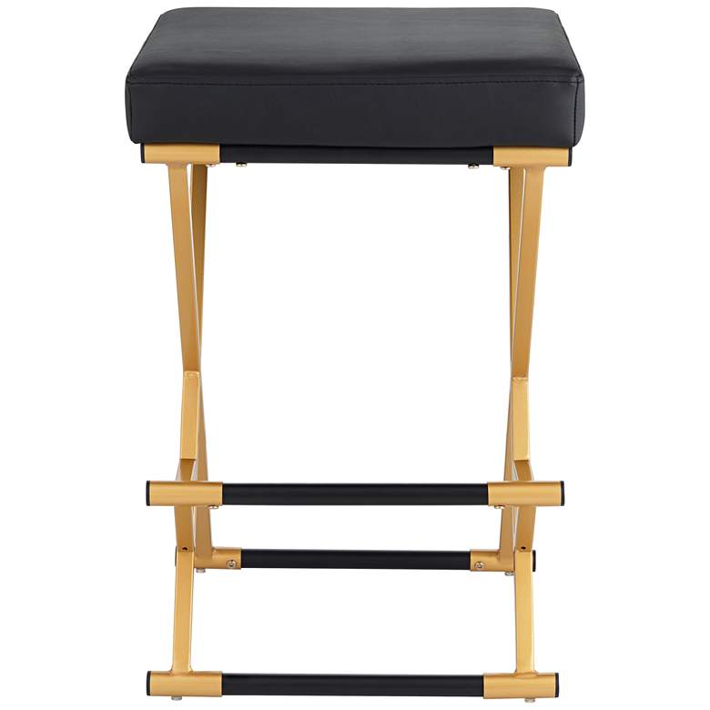Image 7 Carter 25" High Black Faux Leather and Gold Counter Stool more views