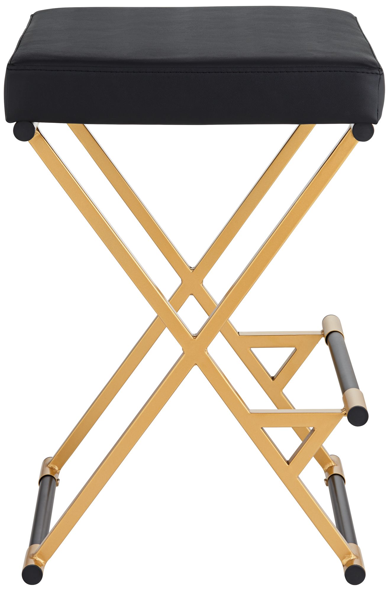Carter 25" High Black Faux Leather and Gold Counter Stool in scene