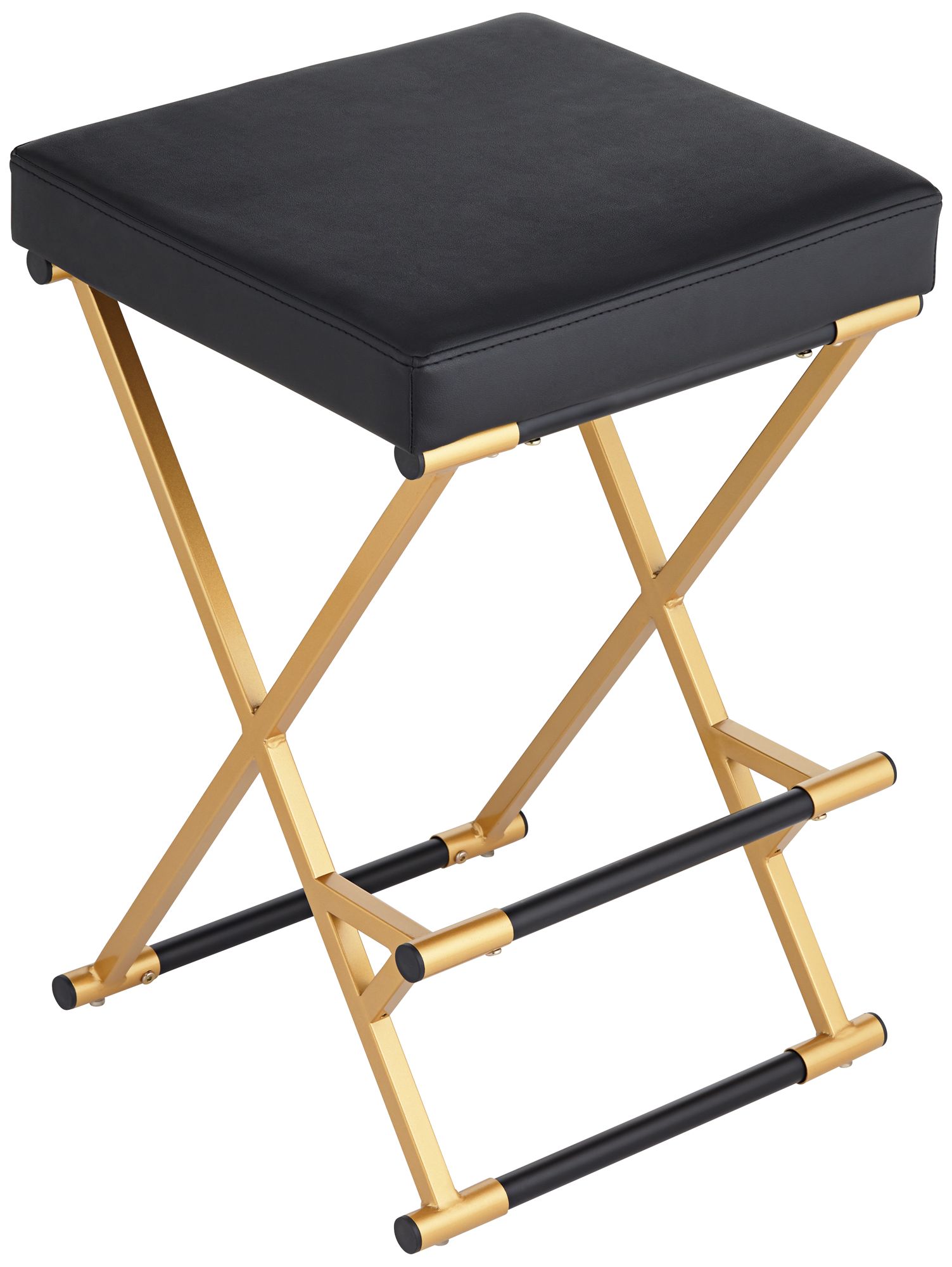 Carter 25" High Black Faux Leather and Gold Counter Stool in scene