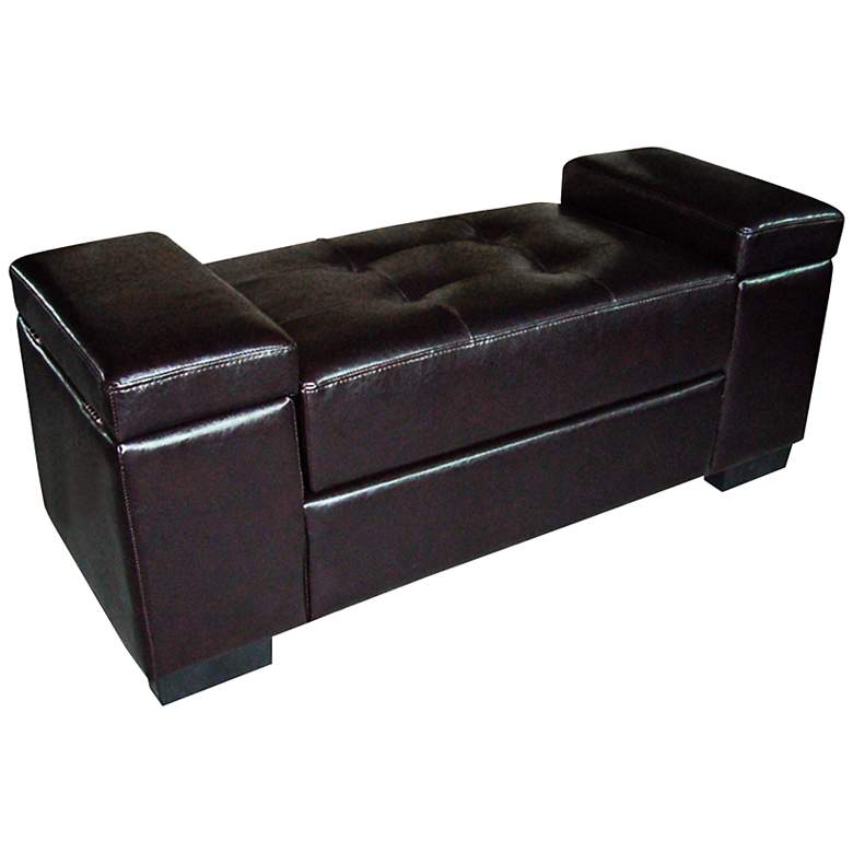 Image 1 Carter 40 inch Wide Dark Brown Leather Match Storage Bench
