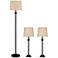 Carter Black Finish Cream Shade 3-Piece Floor and Table Lamp Set