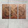 Cartography Arte de Legno 60" Wide Triptych Wood Wall Art