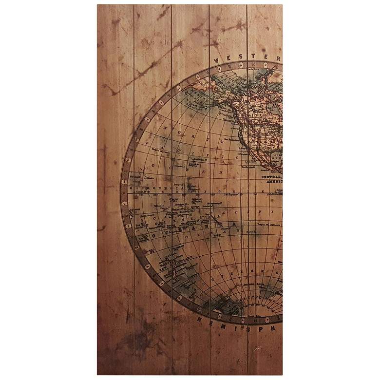 Image 3 Cartography Arte de Legno 60" Wide Triptych Wood Wall Art more views