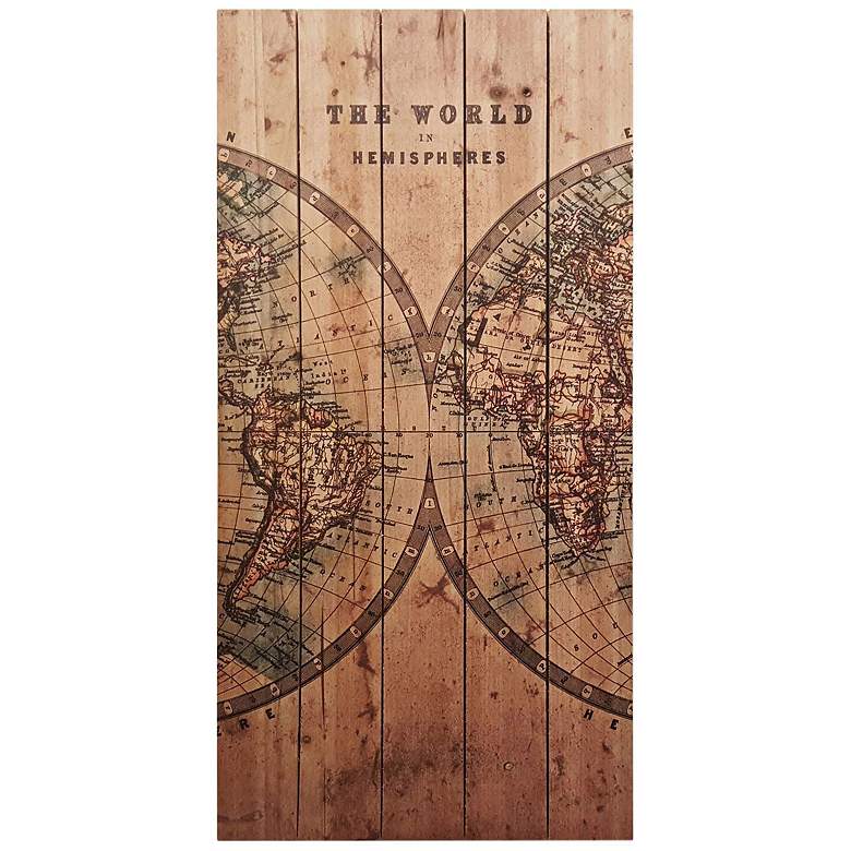 Image 4 Cartography Arte de Legno 60 inch Wide Triptych Wood Wall Art more views