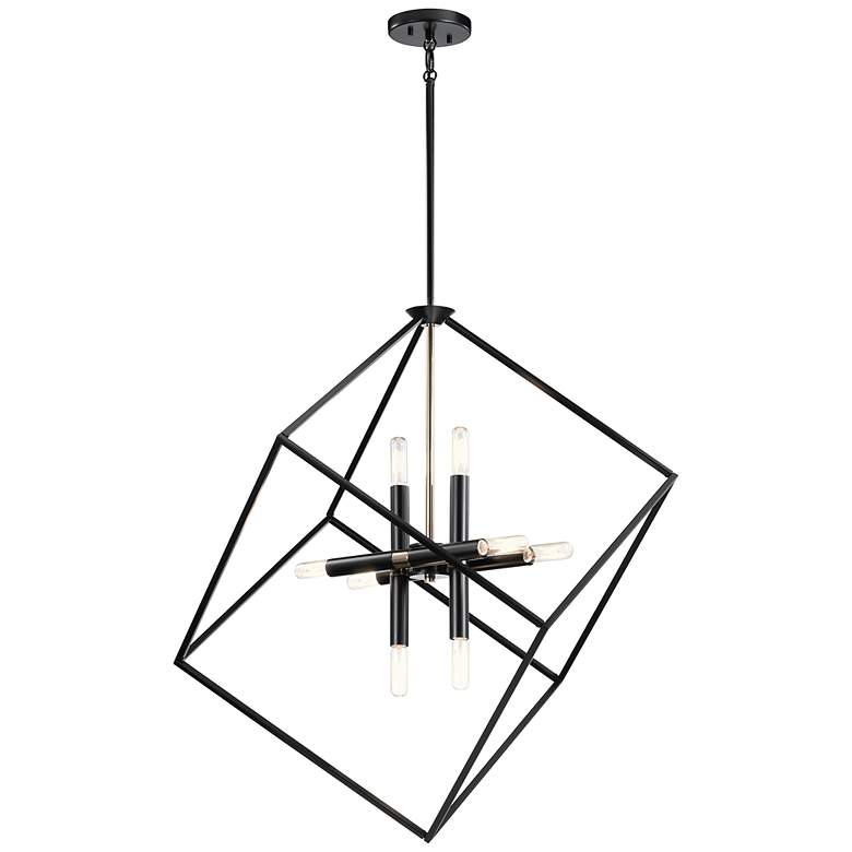Image 1 Cartone 25 1/2" Wide Black Open Cube 8-Light Pendant