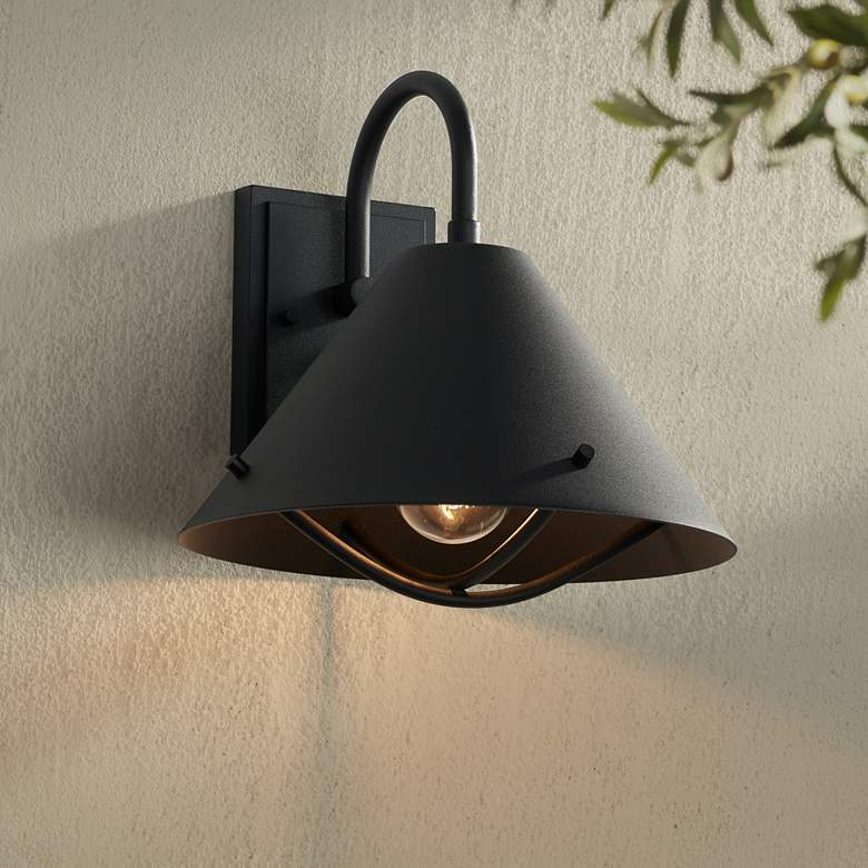Image 1 Cartwright 11" High Black Outdoor Wall Barn Light