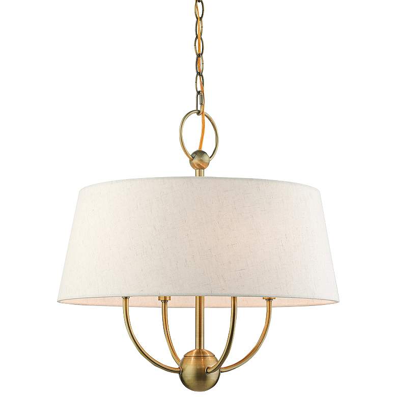 Image 3 Cartwright 18" Wide Antique Brass 4-Light Drum Chandelier