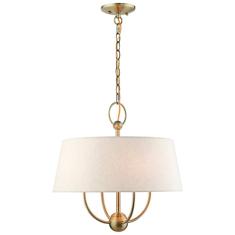 Image 5 Cartwright 18" Wide Antique Brass 4-Light Drum Chandelier more views