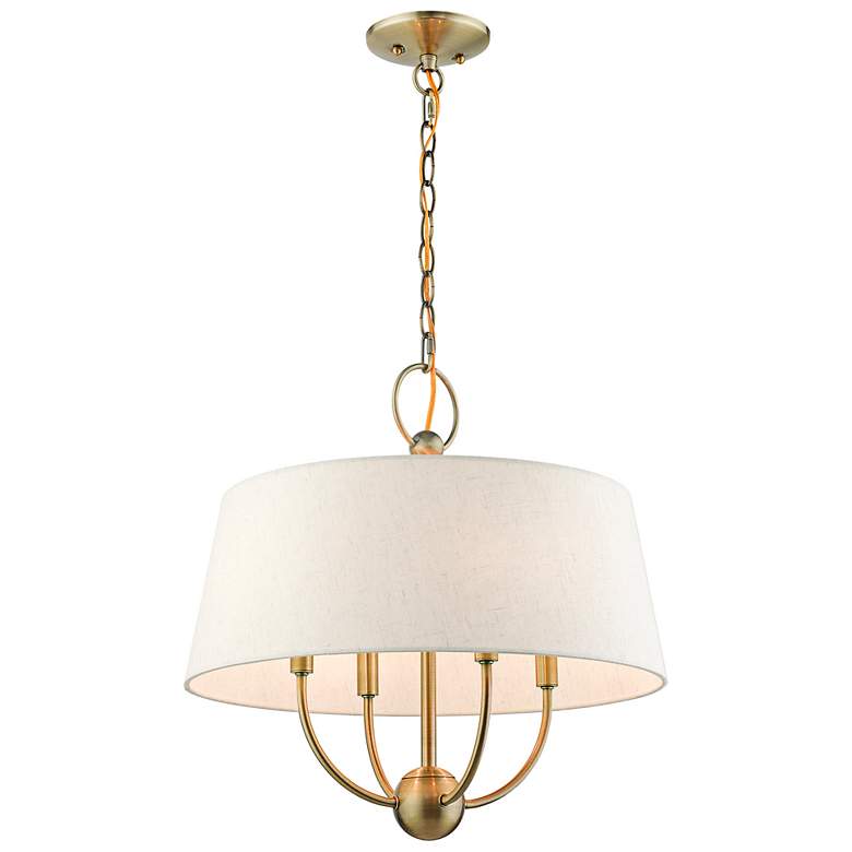 Image 6 Cartwright 18" Wide Antique Brass 4-Light Drum Chandelier more views