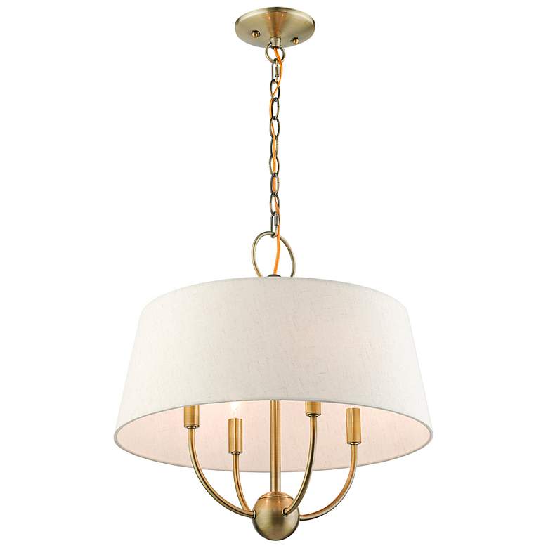 Image 7 Cartwright 18" Wide Antique Brass 4-Light Drum Chandelier more views