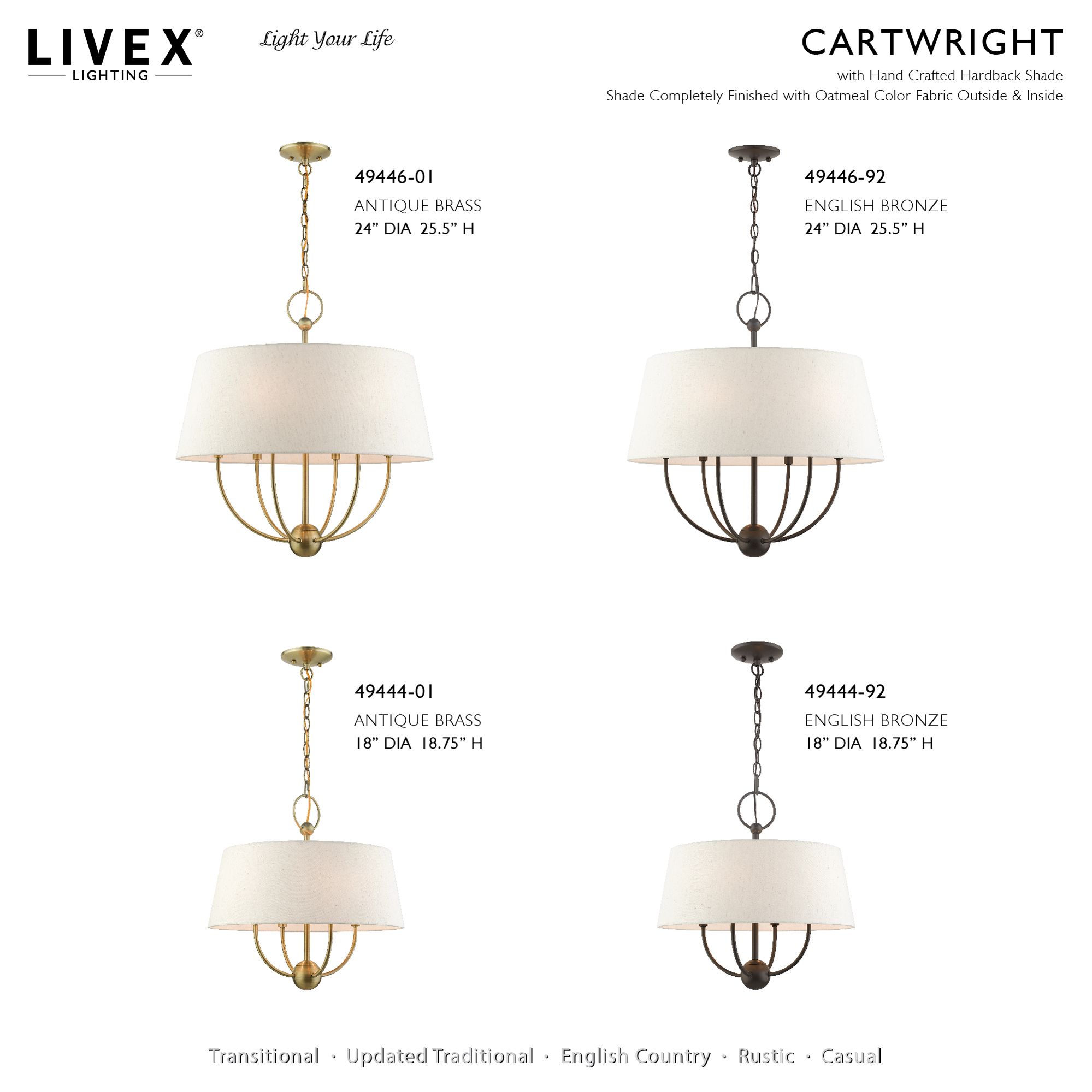 Cartwright 18" Wide Antique Brass 4-Light Drum Chandelier in scene