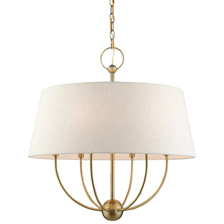 Image 3 Cartwright 24" Wide Antique Brass 6-Light Drum Chandelier