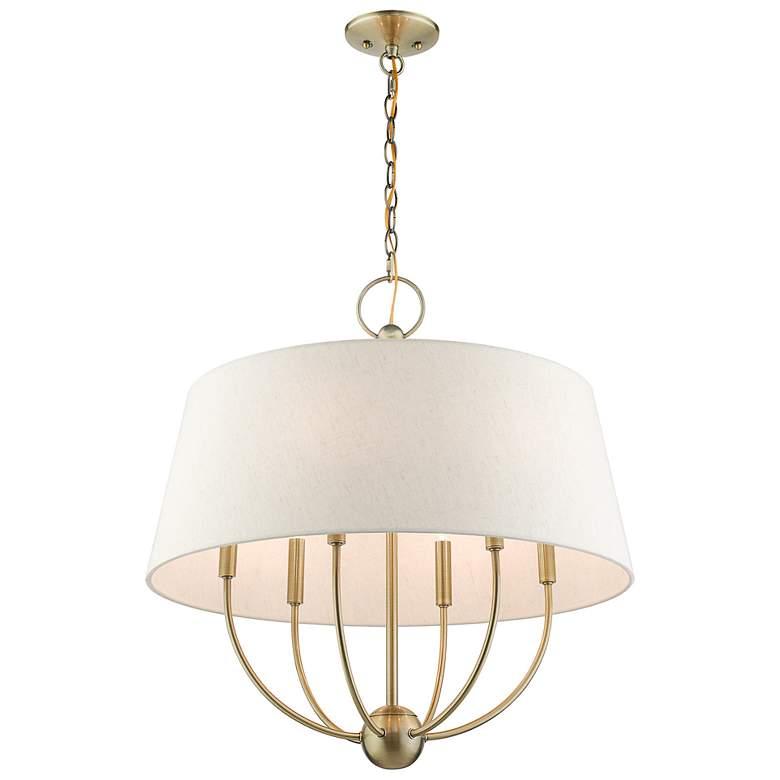 Image 7 Cartwright 24" Wide Antique Brass 6-Light Drum Chandelier more views