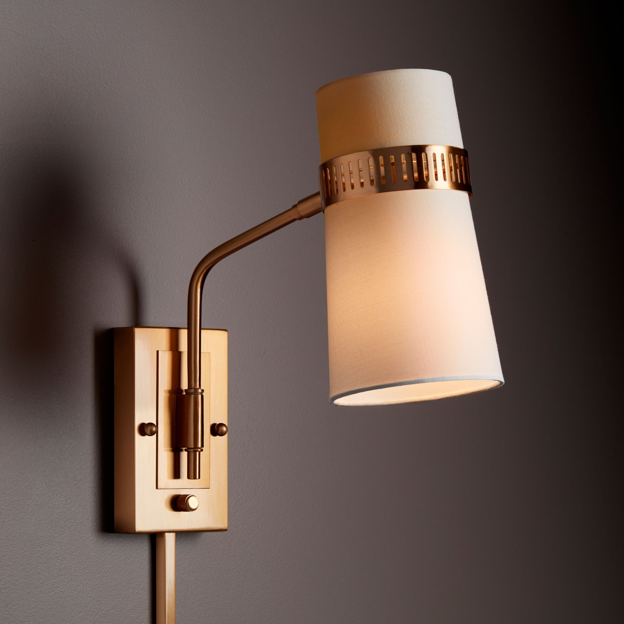 Cartwright Antique Brass Plug-In Wall Lamps Set of 2