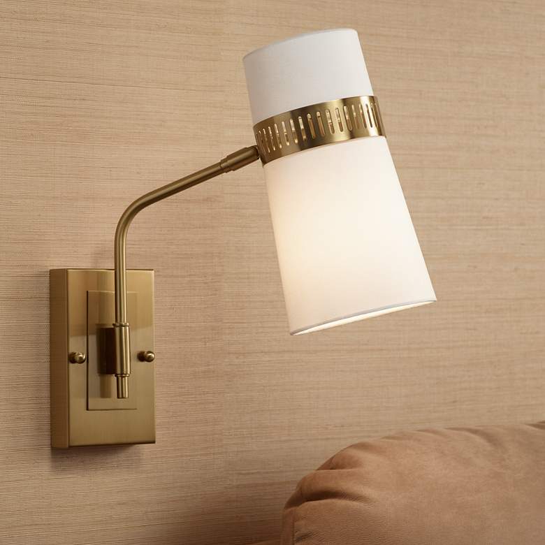 Image 1 Cartwright Warm Antique Brass Hardwire Wall Lamp