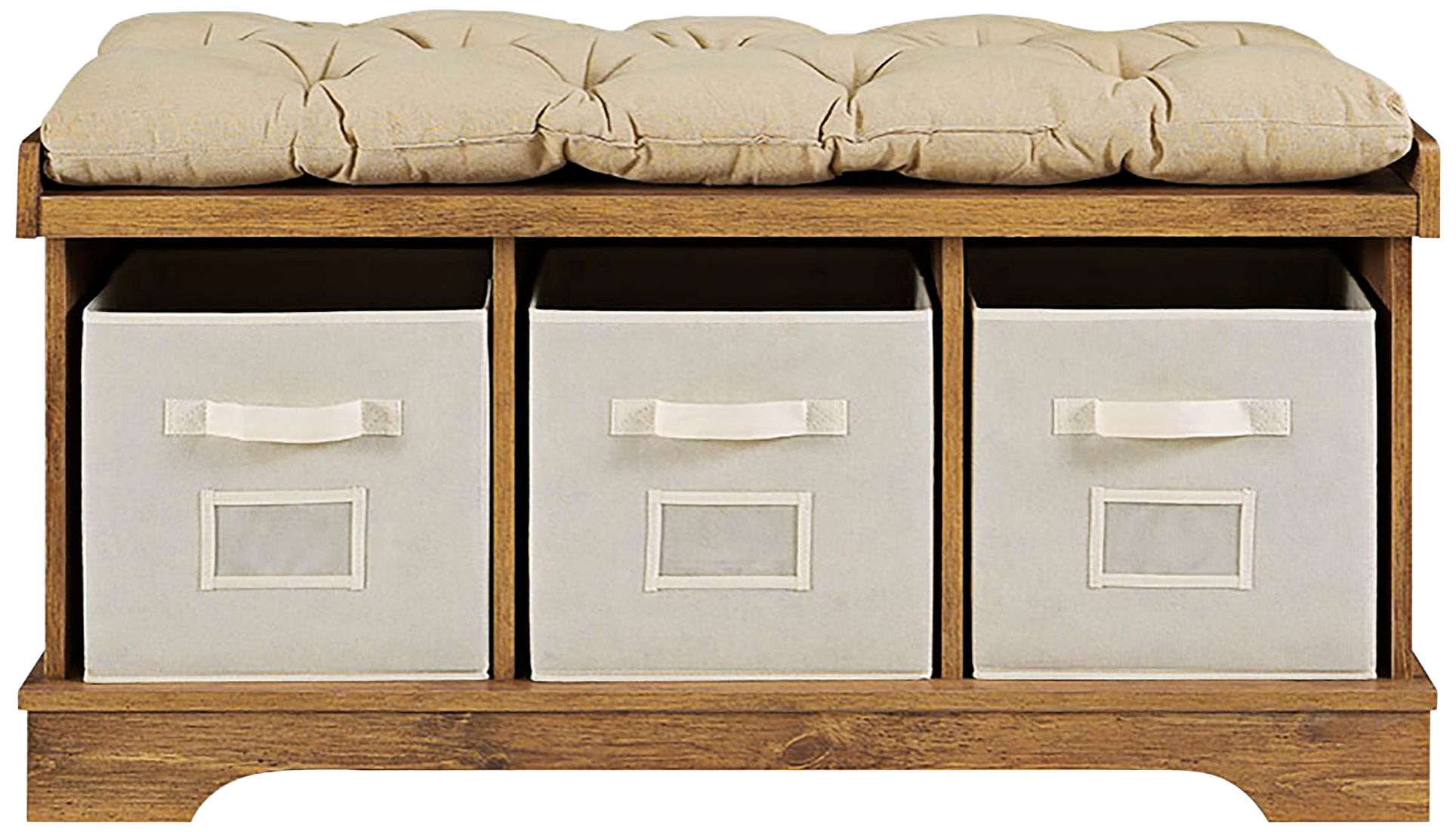 Carvallo Barnwood 3Cubby Storage Bench with Bins 24W12 Lamps Plus