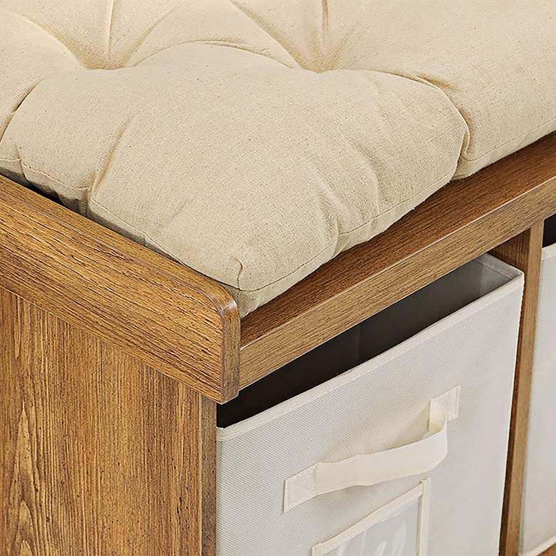Carvallo Barnwood 3-Cubby Storage Bench with Bins more views