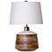 Carved Wood Body 18" Natural & White Table Lamp With Marble Lid Ac