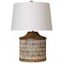Carved Wood Body 20" Natural &amp; White Table Lamp With Painted Accen