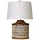 Carved Wood Body 20" Natural & White Table Lamp With Painted Accen
