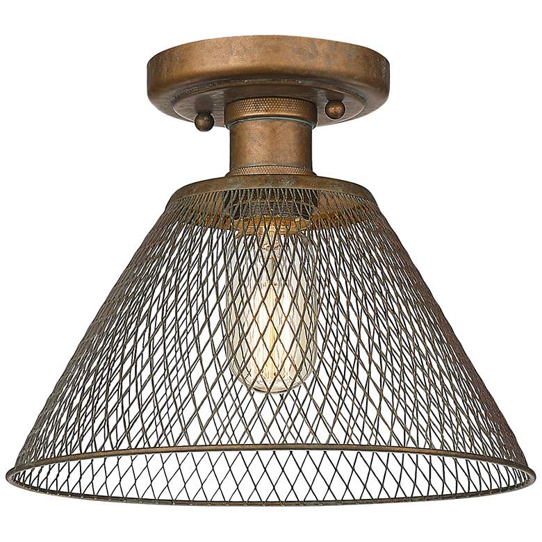 Image 2 Carver 10" Wide Copper Patina 1-Light Semi-Flush