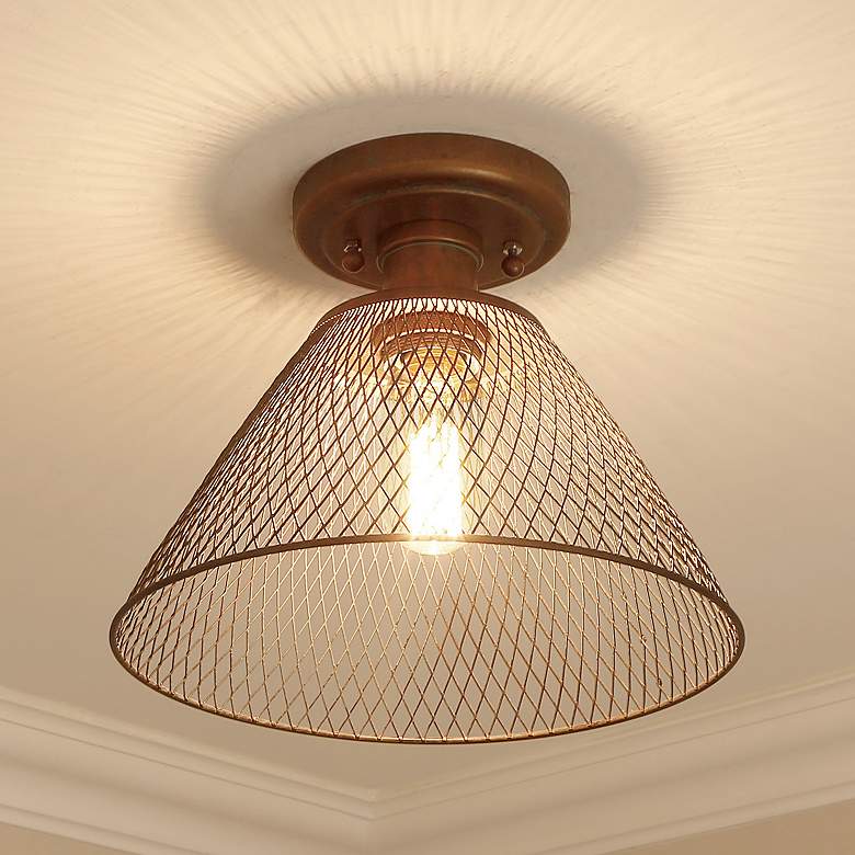 Image 1 Carver 10" Wide Copper Patina 1-Light Semi-Flush