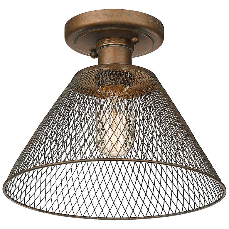 Image 5 Carver 10" Wide Copper Patina 1-Light Semi-Flush more views