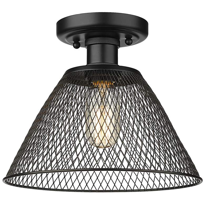 Image 1 Carver 10" Wide Matte Black 1-Light Semi-Flush