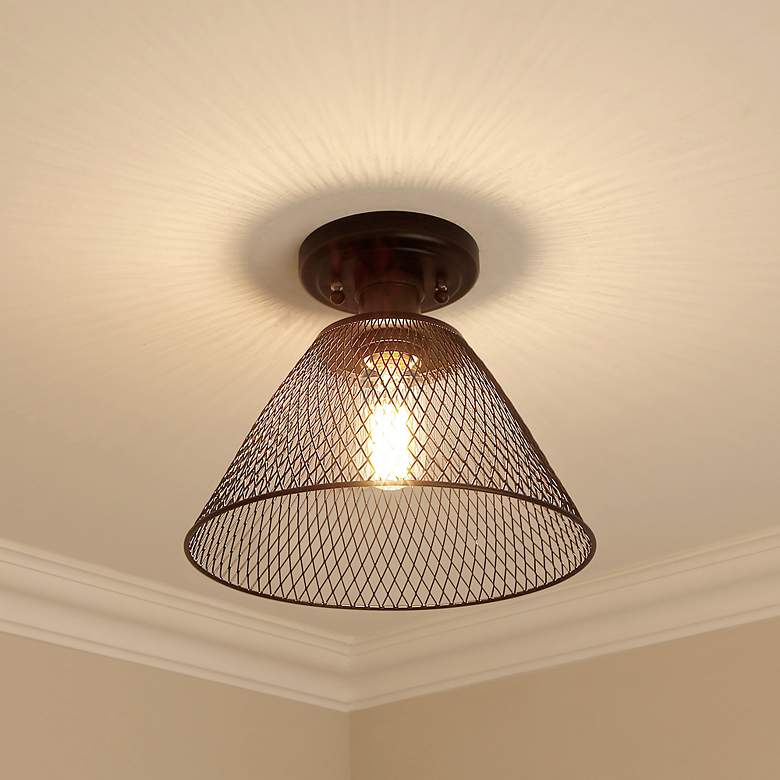 Image 1 Carver 10" Wide Matte Black 1-Light Semi-Flush
