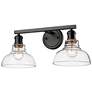 2_Carver 19 1/2" Wide Matte Black 2-Light Bath Light with Clear Glass