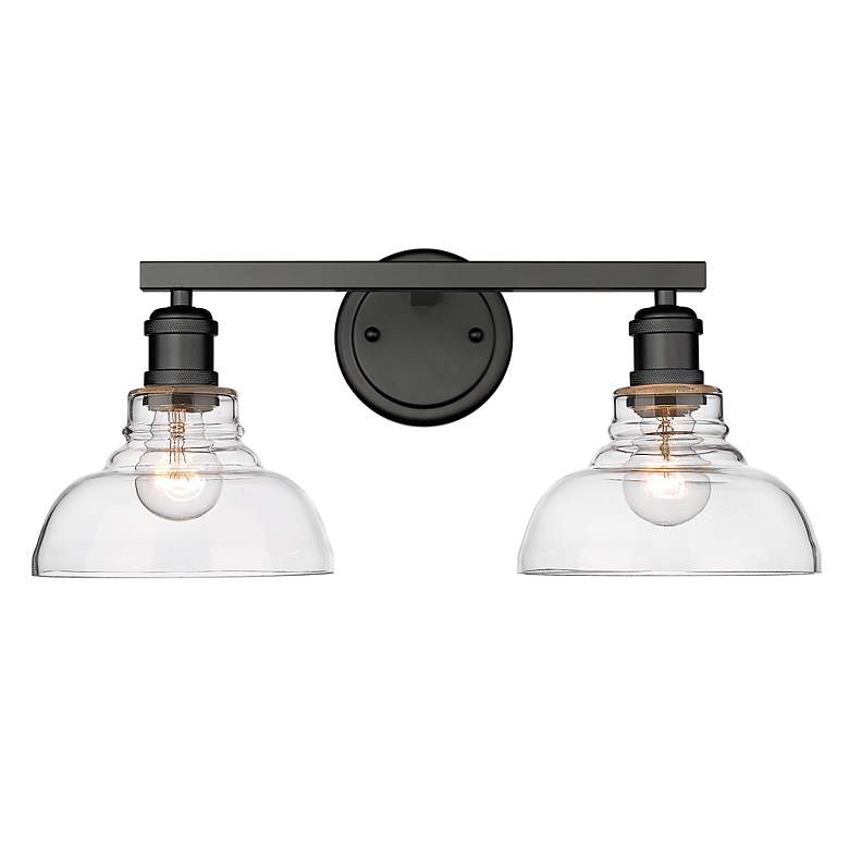Image 3 Carver 19 1/2" Wide Matte Black 2-Light Bath Light with Clear Glass more views