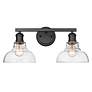 3_Carver 19 1/2" Wide Matte Black 2-Light Bath Light with Clear Glass more views