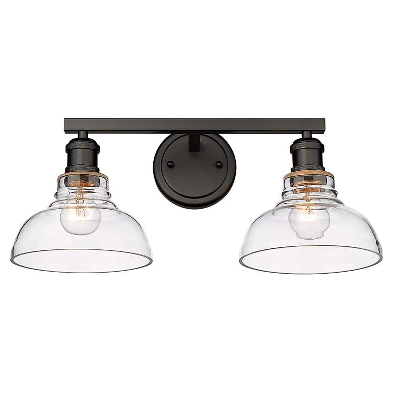 Image 4 Carver 19 1/2" Wide Matte Black 2-Light Bath Light with Clear Glass more views