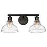 4_Carver 19 1/2" Wide Matte Black 2-Light Bath Light with Clear Glass more views