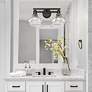 5_Carver 19 1/2" Wide Matte Black 2-Light Bath Light with Clear Glass more views