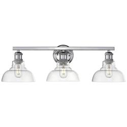 Carver 27 1/2&quot; Wide Chrome 3-Light Bath Light with Clear Glass