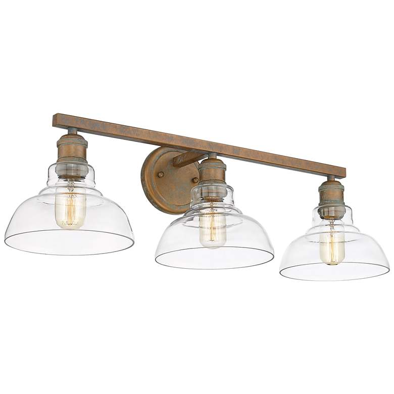 Image 2 Carver 27 1/2 inch Wide Copper Patina Clear 3-Light Bath Light