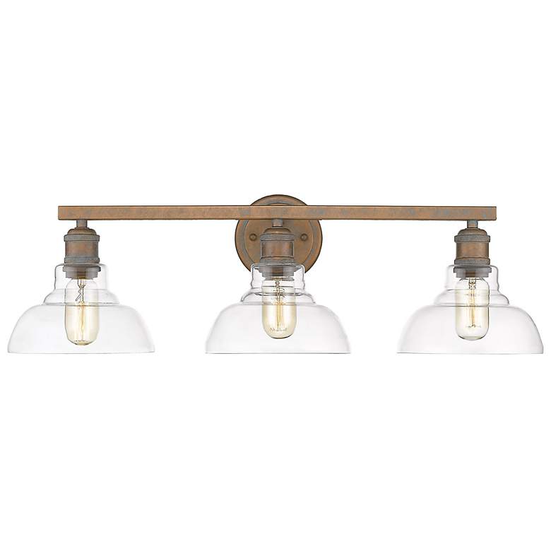 Image 2 Carver 27 1/2 inch Wide Copper Patina Clear 3-Light Bath Light