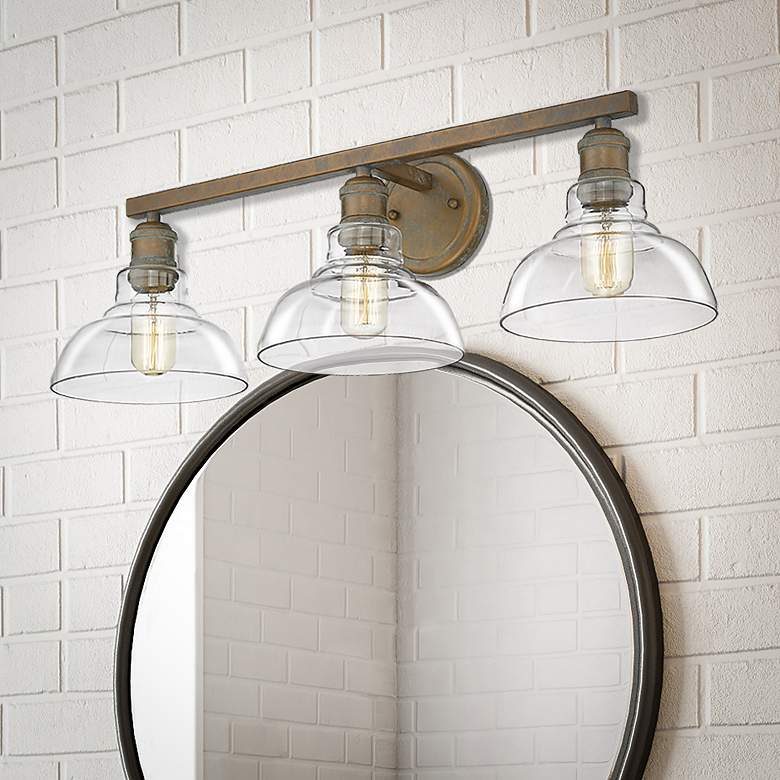 Image 3 Carver 27 1/2" Wide Copper Patina Clear 3-Light Bath Light more views