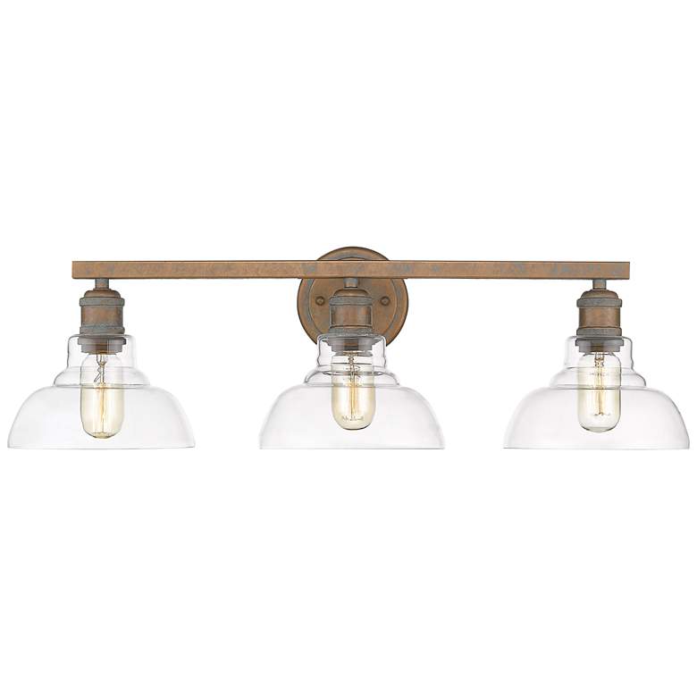 Carver 27 1/2 inch Wide Copper Patina Clear 3-Light Bath Light more views