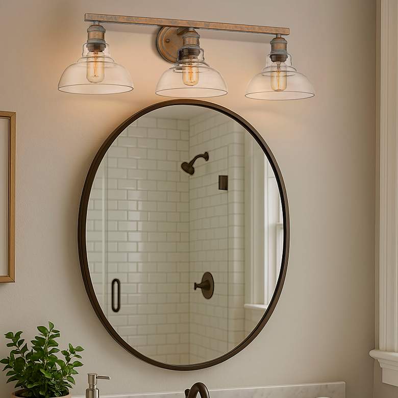 Image 5 Carver 27 1/2" Wide Copper Patina Clear 3-Light Bath Light more views