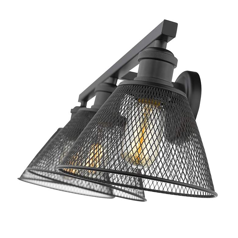 Image 3 Carver 27 1/2" Wide Matte Black 3-Light Bath Light with Black Mesh more views