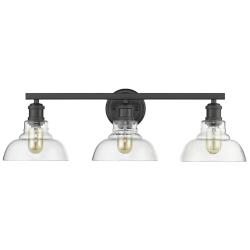Carver 27 1/2" Wide Matte Black 3-Light Bath Light