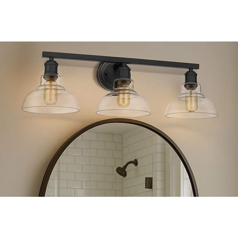 Image 1 Carver 27 1/2" Wide Matte Black 3-Light Bath Light