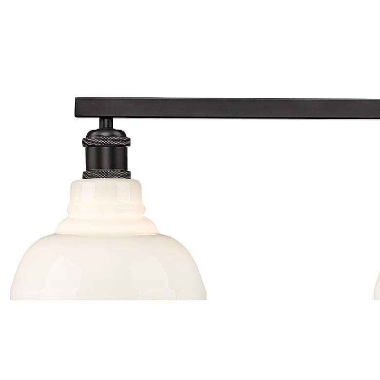 Image 2 Carver 35 1/2"W Black 3-Light Linear Pendant w/ Milk Glass more views