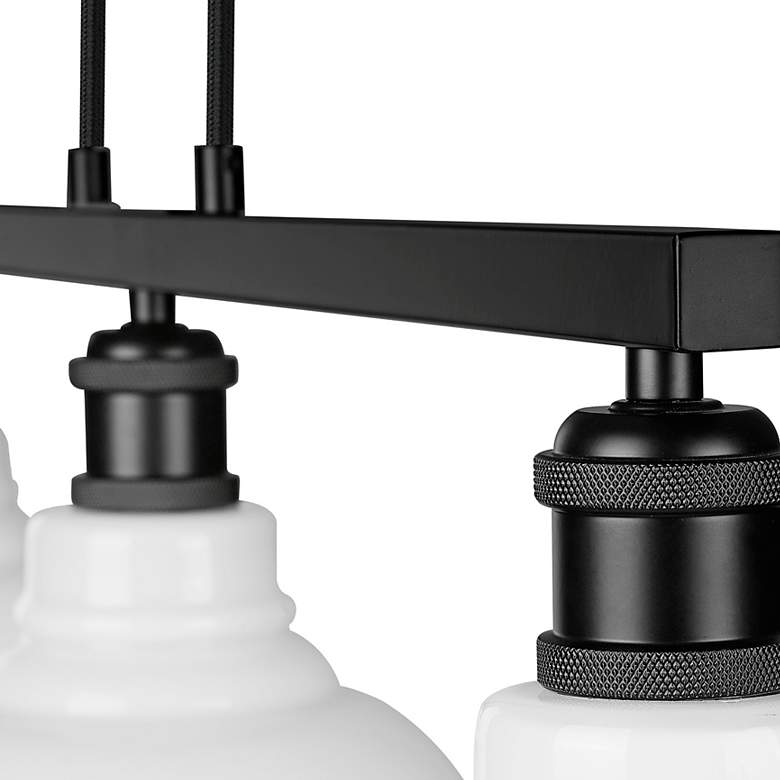 Image 3 Carver 35 1/2"W Black 3-Light Linear Pendant w/ Milk Glass more views