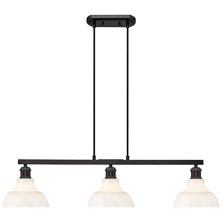 Image 5 Carver 35 1/2"W Black 3-Light Linear Pendant w/ Milk Glass more views