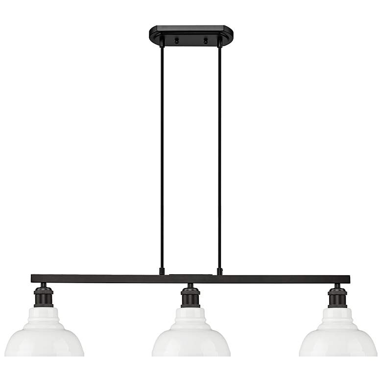 Image 6 Carver 35 1/2"W Black 3-Light Linear Pendant w/ Milk Glass more views